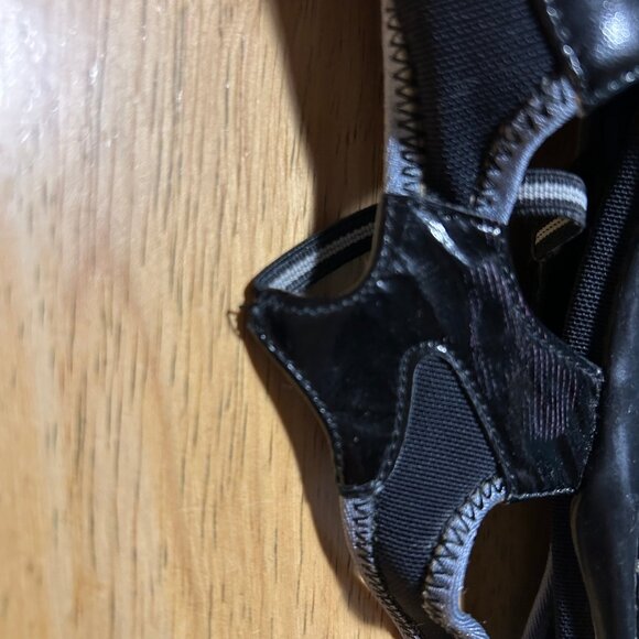 Authentic Prada Black Gray Trim Mixed Media Leather Trim Slingback Heels 7.5 - Picture 14 of 14